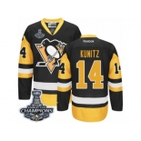 Men's Reebok Pittsburgh Penguins #14 Chris Kunitz Premier Black Gold Third 2017 Stanley Cup Champions NHL Jersey