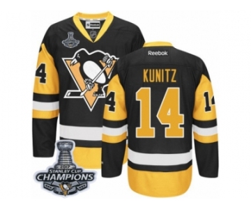 Men's Reebok Pittsburgh Penguins #14 Chris Kunitz Premier Black Gold Third 2017 Stanley Cup Champions NHL Jersey