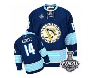 Men's Reebok Pittsburgh Penguins #14 Chris Kunitz Premier Navy Blue Third Vintage 2017 Stanley Cup Final NHL Jersey