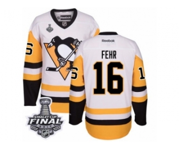 Men's Reebok Pittsburgh Penguins #16 Eric Fehr Authentic White Away 2017 Stanley Cup Final NHL Jersey