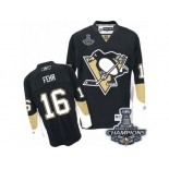 Men's Reebok Pittsburgh Penguins #16 Eric Fehr Premier Black Home 2017 Stanley Cup Champions NHL Jersey