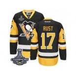 Men's Reebok Pittsburgh Penguins #17 Bryan Rust Authentic Black Gold Third 2017 Stanley Cup Champions NHL Jersey