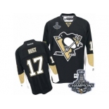 Men's Reebok Pittsburgh Penguins #17 Bryan Rust Authentic Black Home 2017 Stanley Cup Champions NHL Jersey