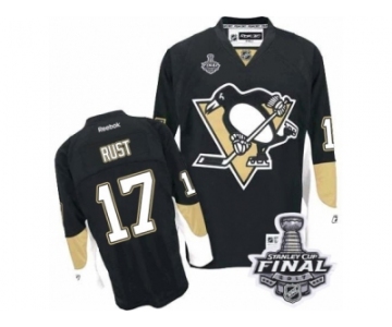 Men's Reebok Pittsburgh Penguins #17 Bryan Rust Authentic Black Home 2017 Stanley Cup Final NHL Jersey