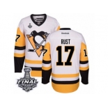 Men's Reebok Pittsburgh Penguins #17 Bryan Rust Authentic White Away 2017 Stanley Cup Final NHL Jersey