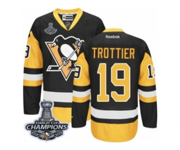 Men's Reebok Pittsburgh Penguins #19 Bryan Trottier Authentic Blac Gold Third 2017 Stanley Cup Champions NHL Jersey