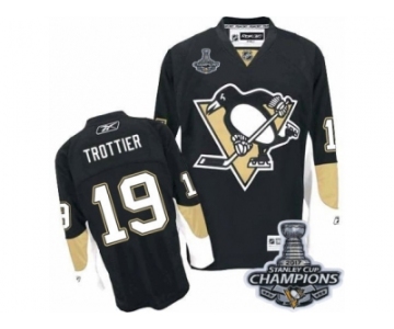 Men's Reebok Pittsburgh Penguins #19 Bryan Trottier Authentic Black Home 2017 Stanley Cup Champions NHL Jersey