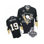 Men's Reebok Pittsburgh Penguins #19 Bryan Trottier Authentic Black Home 2017 Stanley Cup Final NHL Jersey