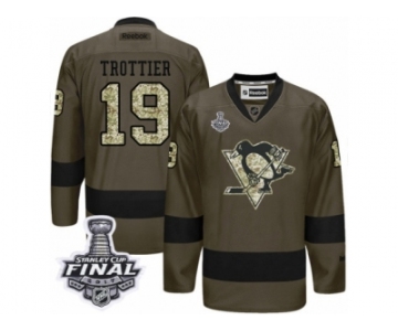 Men's Reebok Pittsburgh Penguins #19 Bryan Trottier Premier Green Salute to Service 2017 Stanley Cup Final NHL Jersey