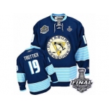 Men's Reebok Pittsburgh Penguins #19 Bryan Trottier Premier Navy Blue Third Vintage 2017 Stanley Cup Final NHL Jersey