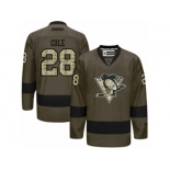 Men's Reebok Pittsburgh Penguins #28 Ian Cole Premier Green Salute to Service NHL Jersey