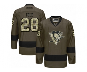 Men's Reebok Pittsburgh Penguins #28 Ian Cole Premier Green Salute to Service NHL Jersey