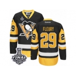 Men's Reebok Pittsburgh Penguins #29 Marc-Andre Fleury Authentic Black Gold Third 2017 Stanley Cup Final NHL Jersey