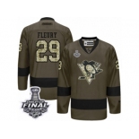 Men's Reebok Pittsburgh Penguins #29 Marc-Andre Fleury Authentic Green Salute to Service 2017 Stanley Cup Final NHL Jersey