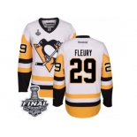 Men's Reebok Pittsburgh Penguins #29 Marc-Andre Fleury Authentic White Away 2017 Stanley Cup Final NHL Jersey