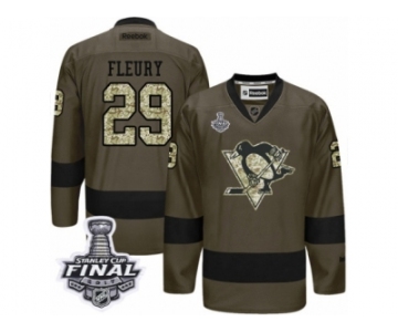 Men's Reebok Pittsburgh Penguins #29 Marc-Andre Fleury Premier Green Salute to Service 2017 Stanley Cup Final NHL Jersey