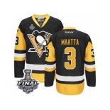 Men's Reebok Pittsburgh Penguins #3 Olli Maatta Authentic Black Gold Third 2017 Stanley Cup Final NHL Jersey