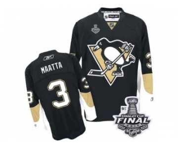 Men's Reebok Pittsburgh Penguins #3 Olli Maatta Authentic Black Home 2017 Stanley Cup Final NHL Jersey