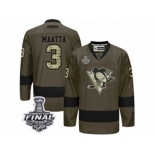 Men's Reebok Pittsburgh Penguins #3 Olli Maatta Authentic Green Salute to Service 2017 Stanley Cup Final NHL Jersey