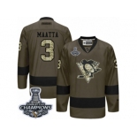 Men's Reebok Pittsburgh Penguins #3 Olli Maatta Premier Green Salute to Service 2017 Stanley Cup Champions NHL Jersey