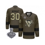 Men's Reebok Pittsburgh Penguins #30 Matt Murray Authentic Green Salute to Service 2017 Stanley Cup Final NHL Jersey