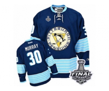 Men's Reebok Pittsburgh Penguins #30 Matt Murray Authentic Navy Blue Third Vintage 2017 Stanley Cup Final NHL Jersey