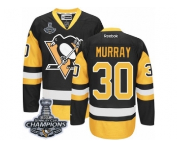 Men's Reebok Pittsburgh Penguins #30 Matt Murray Premier Black Gold Third 2017 Stanley Cup Champions NHL Jersey