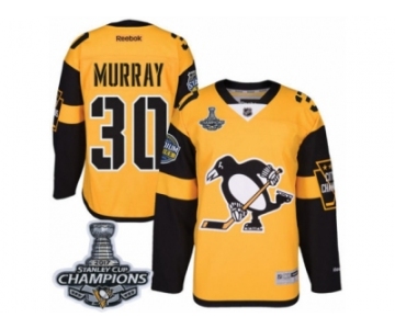 Men's Reebok Pittsburgh Penguins #30 Matt Murray Premier Gold 2017 Stadium Series 2017 Stanley Cup Champions NHL Jersey