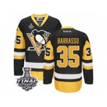 Men's Reebok Pittsburgh Penguins #35 Tom Barrasso Authentic Black Gold Third 2017 Stanley Cup Final NHL Jersey