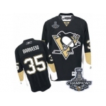 Men's Reebok Pittsburgh Penguins #35 Tom Barrasso Premier Black Home 2017 Stanley Cup Champions NHL Jersey