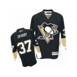 Men's Reebok Pittsburgh Penguins #37 Jeff Zatkoff Authentic Black Home NHL Jersey