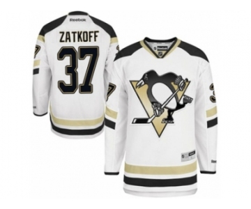 Men's Reebok Pittsburgh Penguins #37 Jeff Zatkoff Premier White 2014 Stadium Series NHL Jersey