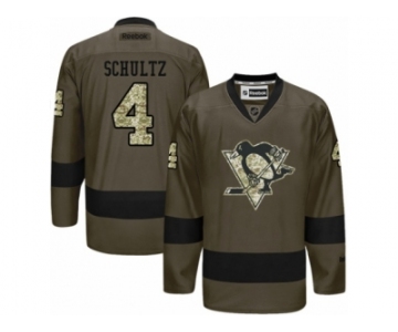 Men's Reebok Pittsburgh Penguins #4 Justin Schultz Authentic Green Salute to Service NHL Jersey