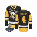 Men's Reebok Pittsburgh Penguins #4 Justin Schultz Premier Black Gold Third 2017 Stanley Cup Champions NHL Jersey