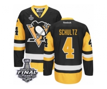 Men's Reebok Pittsburgh Penguins #4 Justin Schultz Premier Black Gold Third 2017 Stanley Cup Final NHL Jersey