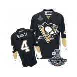 Men's Reebok Pittsburgh Penguins #4 Justin Schultz Premier Black Home 2017 Stanley Cup Champions NHL Jersey