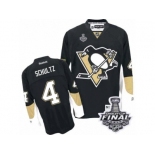 Men's Reebok Pittsburgh Penguins #4 Justin Schultz Premier Black Home 2017 Stanley Cup Final NHL Jersey