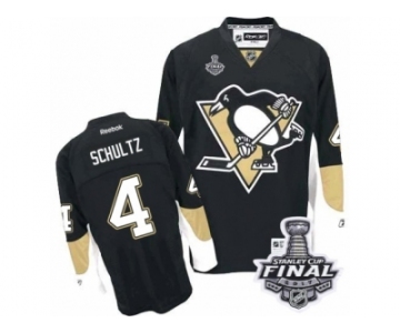 Men's Reebok Pittsburgh Penguins #4 Justin Schultz Premier Black Home 2017 Stanley Cup Final NHL Jersey