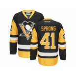 Men's Reebok Pittsburgh Penguins #41 Daniel Sprong Authentic Black Gold Third NHL Jersey