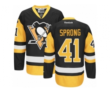 Men's Reebok Pittsburgh Penguins #41 Daniel Sprong Authentic Black Gold Third NHL Jersey