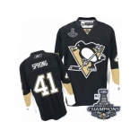 Men's Reebok Pittsburgh Penguins #41 Daniel Sprong Authentic Black Home 2017 Stanley Cup Champions NHL Jersey