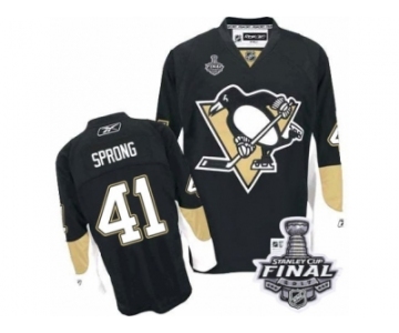 Men's Reebok Pittsburgh Penguins #41 Daniel Sprong Authentic Black Home 2017 Stanley Cup Final NHL Jersey