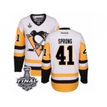 Men's Reebok Pittsburgh Penguins #41 Daniel Sprong Authentic White Away 2017 Stanley Cup Final NHL Jersey