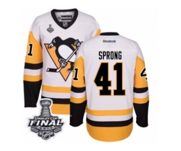 Men's Reebok Pittsburgh Penguins #41 Daniel Sprong Authentic White Away 2017 Stanley Cup Final NHL Jersey