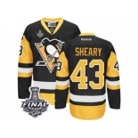 Men's Reebok Pittsburgh Penguins #43 Conor Sheary Authentic Black Gold Third 2017 Stanley Cup Final NHL Jersey