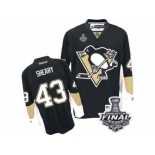 Men's Reebok Pittsburgh Penguins #43 Conor Sheary Authentic Black Home 2017 Stanley Cup Final NHL Jersey