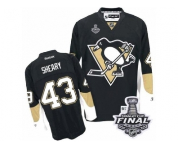 Men's Reebok Pittsburgh Penguins #43 Conor Sheary Authentic Black Home 2017 Stanley Cup Final NHL Jersey