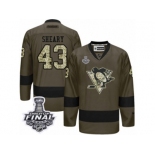 Men's Reebok Pittsburgh Penguins #43 Conor Sheary Authentic Green Salute to Service 2017 Stanley Cup Final NHL Jersey