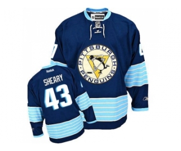 Men's Reebok Pittsburgh Penguins #43 Conor Sheary Premier Navy Blue Third Vintage NHL Jersey