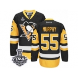 Men's Reebok Pittsburgh Penguins #55 Larry Murphy Authentic Black Gold Third 2017 Stanley Cup Final NHL Jersey